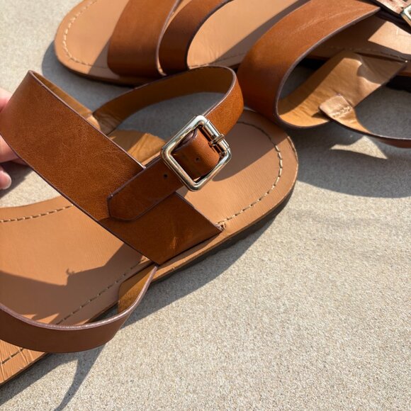 Tan Strappy Flat Sandals - Picture 3 of 5